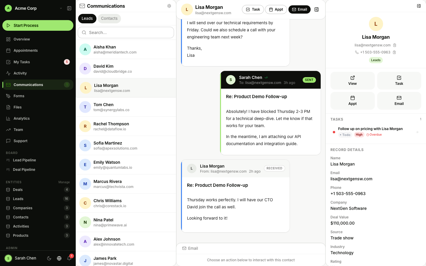 Communications — Email & SMS